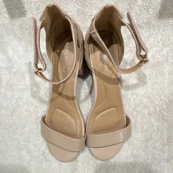 Lane Bryant Women's Nude Buckle Ankle Strap Comfort Block Heel Sandals 10W - Picture 3 of 4